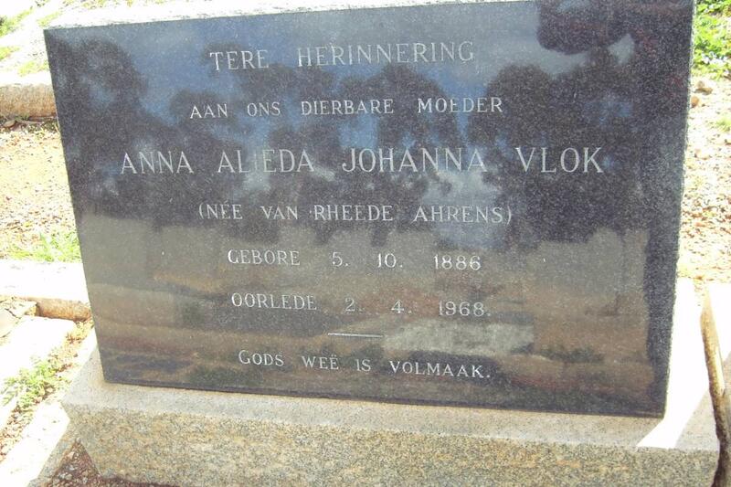 VOLK Anna Alieda Johanna nee VAN RHEEDE AHRENS 1886-1968