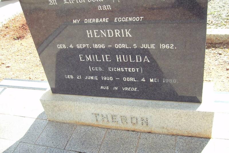 THERON Hendrik 1896-1962 & Emilie Hulda EICHSTEDT 1900-1980