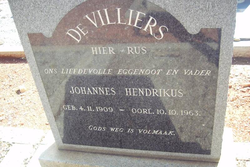 VILLIERS Johannes Hendrikus, de 1909-1963