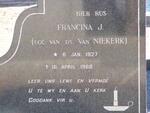 NIEKERK Francina J., van 1927-1968
