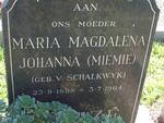 ? Maria Magdalena Johanna nee V. SCHALKWYK 1898-1964