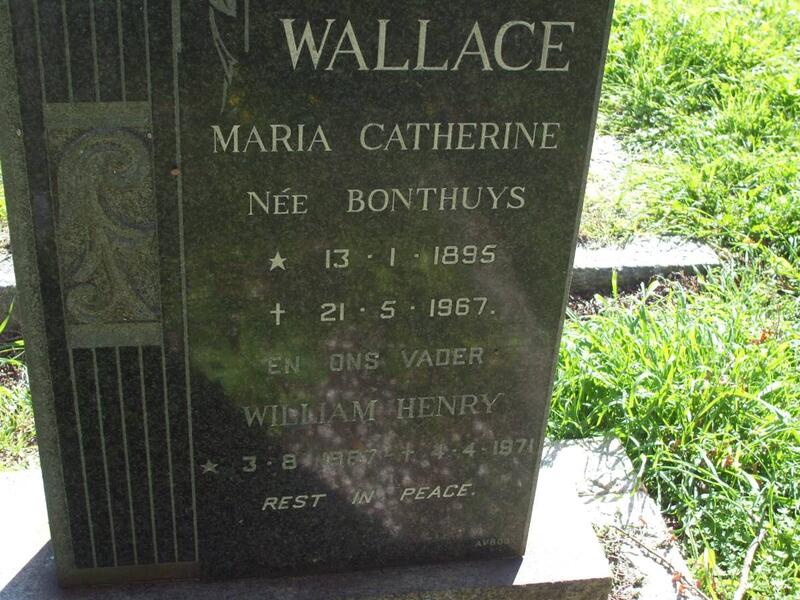 WALLACE William Henry 1887-1971 &  Maria Catherine BONTHUYS 1895-1967