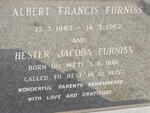 FURNISS Albert Francis 1883-1962 & Hester Jacoba DE WET 1886-1975