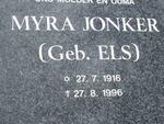 JONKER Myra nee ELS 1916-1996