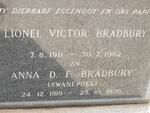 BRADBURY Lionel Victor 1911-1962 & Anna D.F. SWANEPOEL 1919-1970