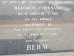 BEHM Heinrich Ferdinand 1896-1969 & Ingeborg M. DIRKSE VAN SCHALKWYK 1898-1974