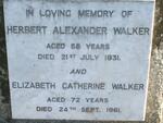 WALKER Herbert Alexander -1931 & Elizabeth Catherine -1961