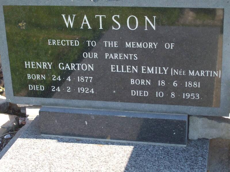 WATSON Henry Garton 1877-1924 & Ellen Emily MARTIN 1881-1953