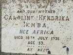 TEMBA Caroline Hendrika nee AFRICA -1931