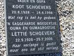 SHOEVERS Koot 1928-1998 & Lettie 1928-2006