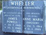 WHEELER James Powell 1910-1980 & Anne Maria KRUGER 1914-1989