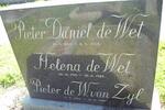 WET Pieter Daniel, de 1919-1965 & Helena 1919-1985 :: VAN ZYL Pieter de W. 1926-1986