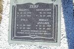ZERF Adam John 1928-2000 & Mirian Annabel 1929-2007 :: ZERF Helen C. 1910-1941 :: ZERF Eva J. 1885-1981
