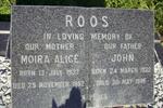 ROOS John 1932-1996 & Moira Alice 1937-1992