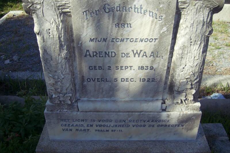WAAL Arend, de 1839-1922