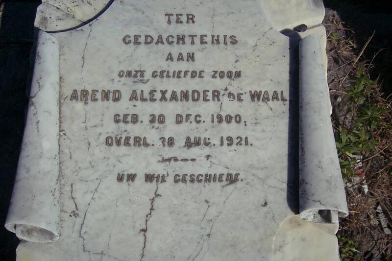 WAAL Arend Alexander, de 1900-1921