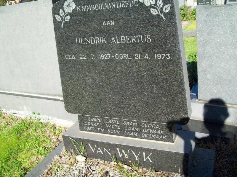 WYK Hendrik Albertus, van 1927-1973