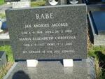 RABE Jan Andries Jacobus 1919-1986 & Maria Elizabeth Christina 1927-2002