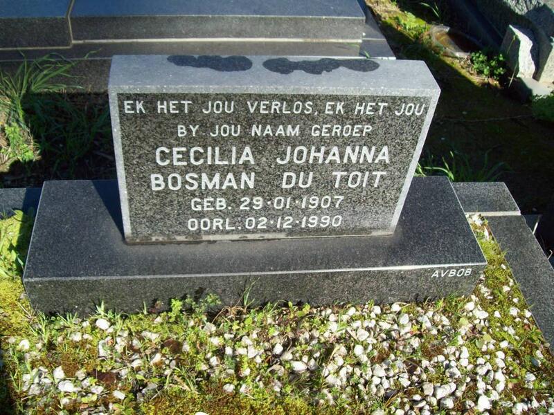 TOIT Cecilia Johanna Bosman, du 1907-1990