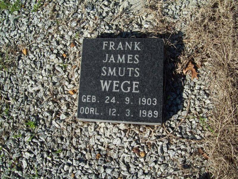 WEGE Frank James Smuts 1903-1989