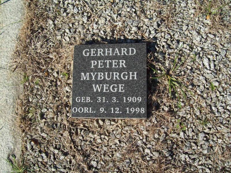 WEGE Gerhard Peter Myburgh 1909-1998