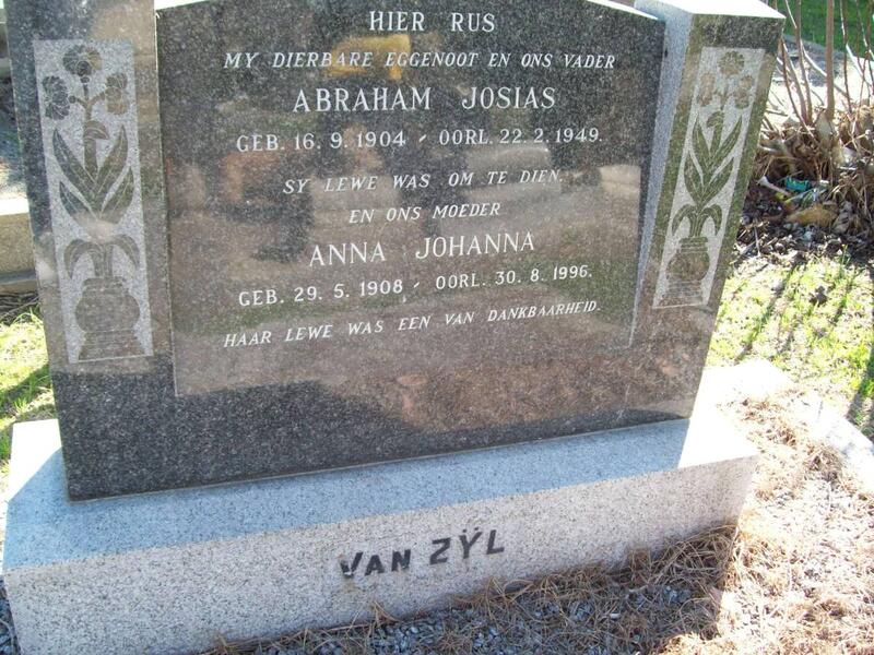ZYL Abraham Josias, van 1904-1949 & Anna Johanna 1908-1996