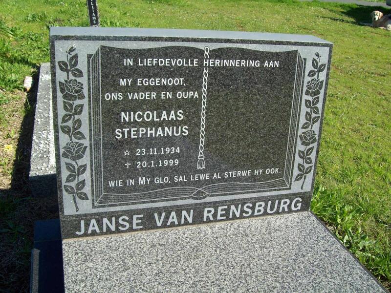 RENSBURG Nicolaas Stephanus, Janse van 1934-1999