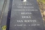 ROOYEN Jan Jacobus, van 1919-1993 & Helena Erika 1959-2001