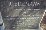 RIEDEMANN Susanna Hendrika Catharina 1912-1981