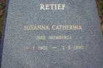 RETIEF Susanna Catherina nee MOMBERG 1901-1990