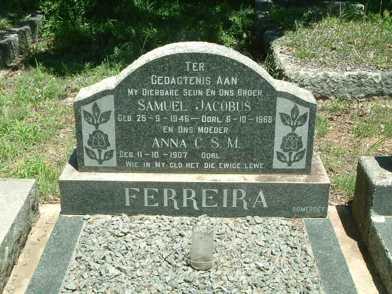 FERREIRA Samuel Jacobus 1946-1968 :: FERREIRA Anna C.S.M. 1907-