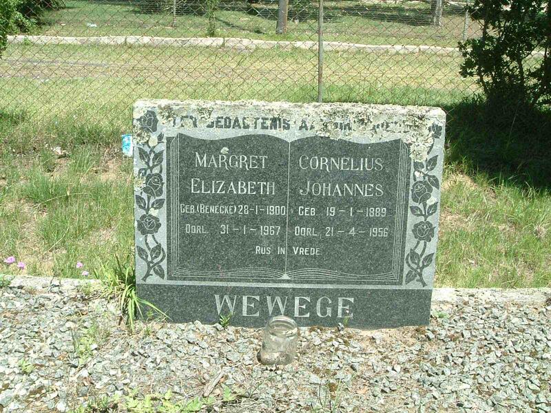 WEWEGE Cornelius Johannes 1889-1956 & Margret Elizabeth BENECKE 1900-1967