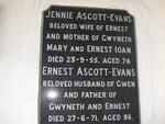 EVANS Ernest, ASCOTT -1971 & Jennie -1955