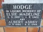 HODGE Albert Ashby 1880-1966 & Elsie Madeline 1881-1962