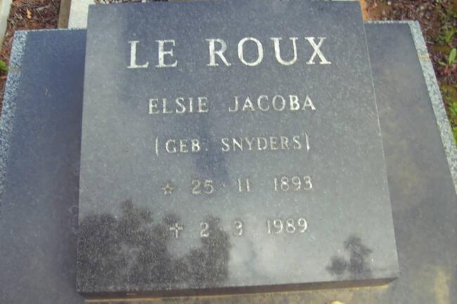 ROUX Elsie Jacoba, le nee SNYDERS 1893-1989