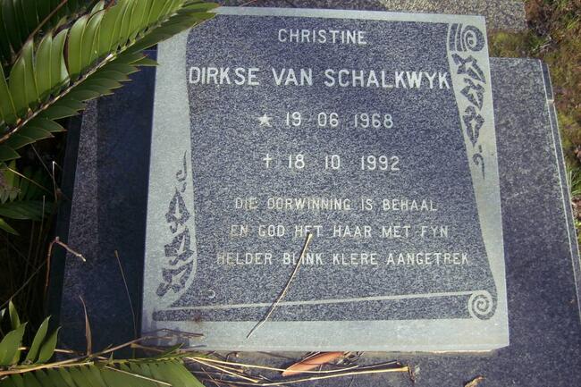 SCHALKWYK Christine, Dirkse van 1968-1992