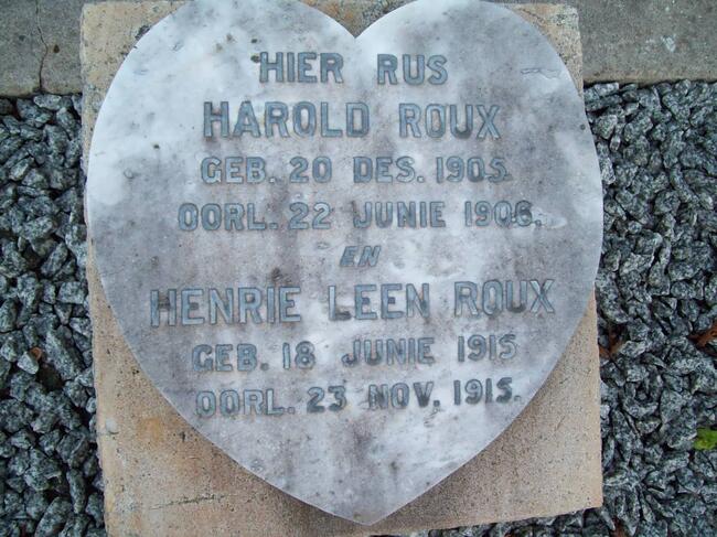 ROUX Harold 1905-1906 :: ROUX Henrie Leen 1915-1915