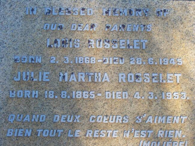 ROSSELET Louis 1868-1945 & Julie Martha 1865-1953