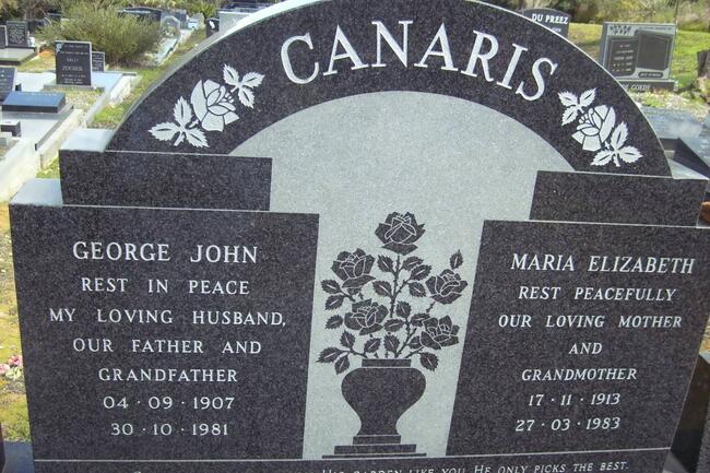 CANARIS George John 1907-1981 & Maria Elizabeth 1913-1983