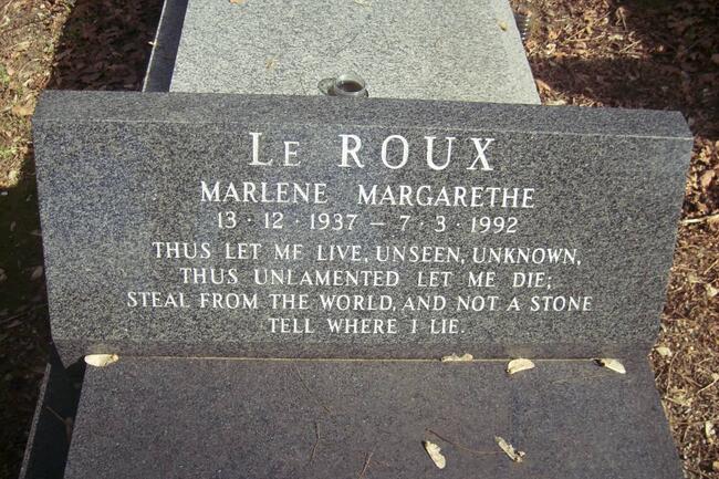 ROUX Marlene Margarethe, le 1937-1992