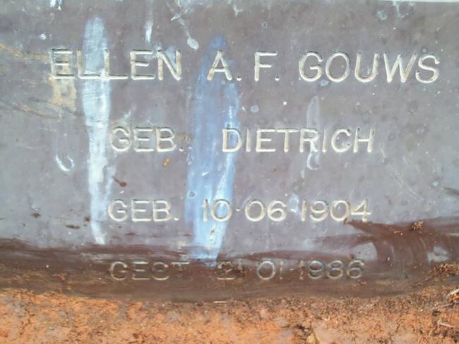 GOUWS Ellen A.F. nee DIETRICH 1904-1986
