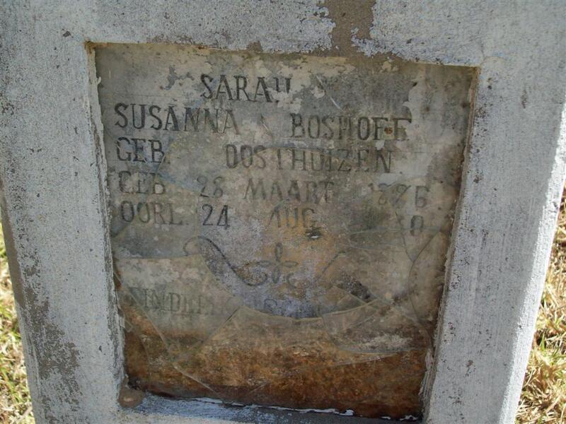 BOSHOFF Sarah Susanna nee OOSTHUIZEN 1896-1??8