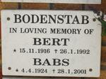 BODENSTAB Bert 1916-1992 & Babs 1924-2001