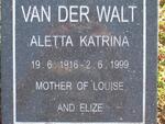 WALT Aletta Katrina, van der 1916-1999