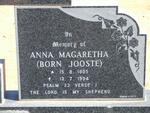 SPRING Anna Magaretha nee JOOSTE 1905-1994