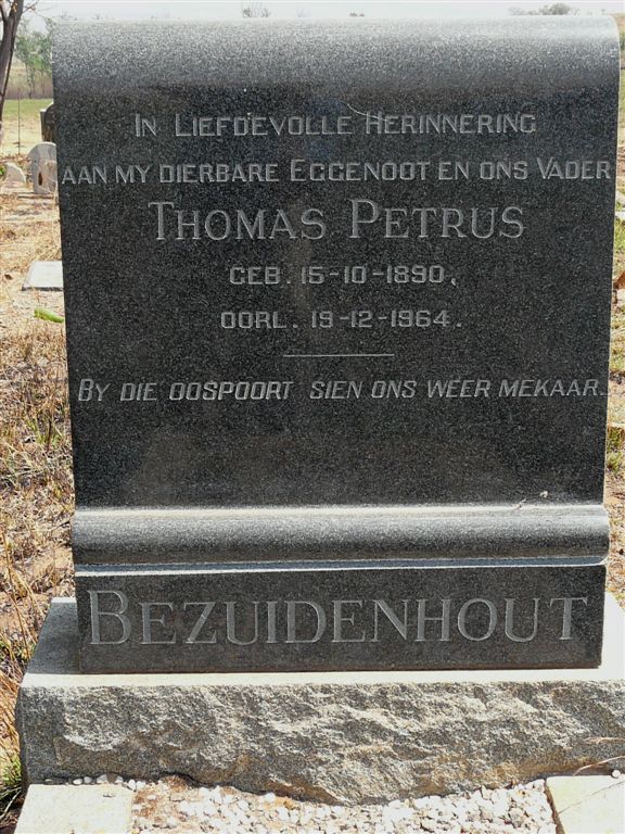 BEZUIDENHOUT Thomas Petrus 1890-1964