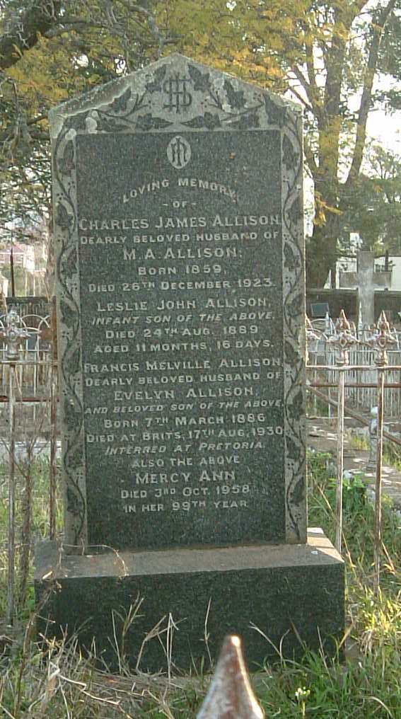 ALLISON Charles James 1859-1923 & Mercy Ann -1958