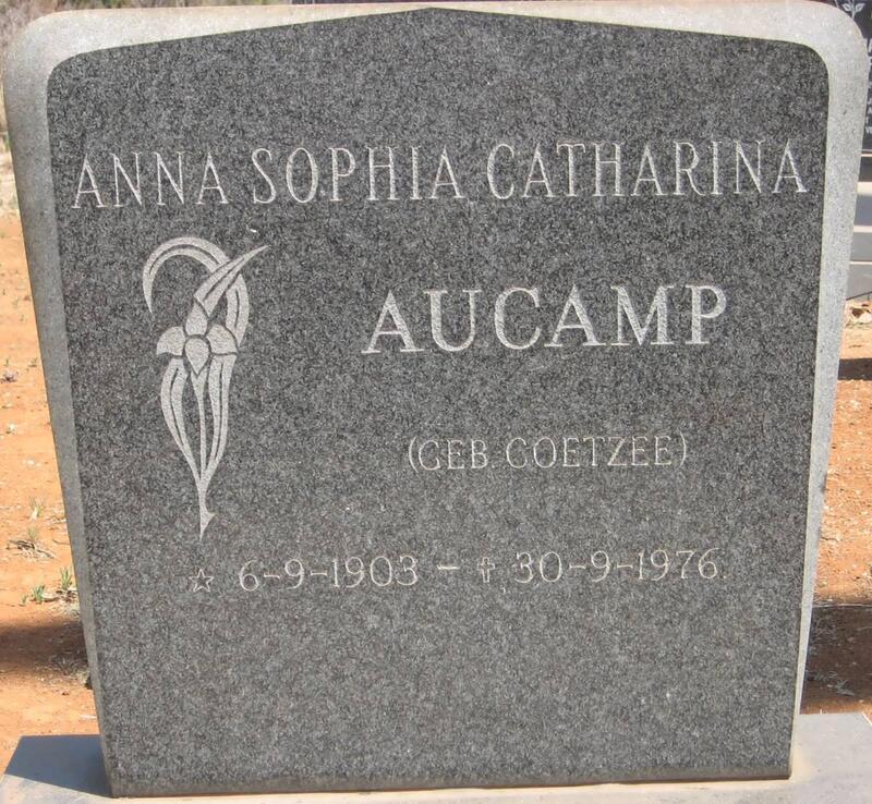 AUCAMP Anna Sophia Catharina nee COETZEE 1903-1976