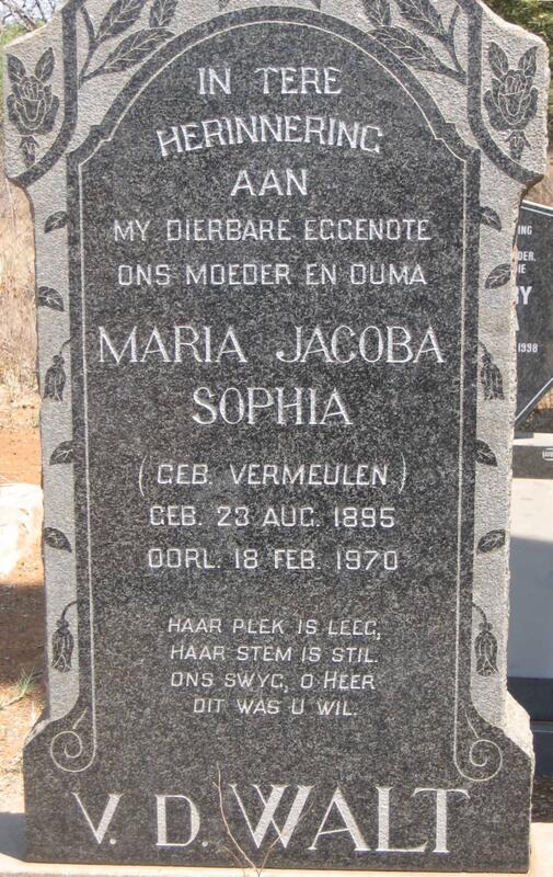 WALT Maria Jacoba Sophia, v.d. nee VERMEULEN 1895-1970