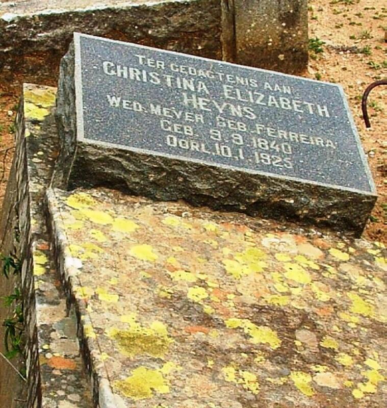 HEYNS Christina Elizabeth nee FERREIRA wed. MEYER 1840-1925